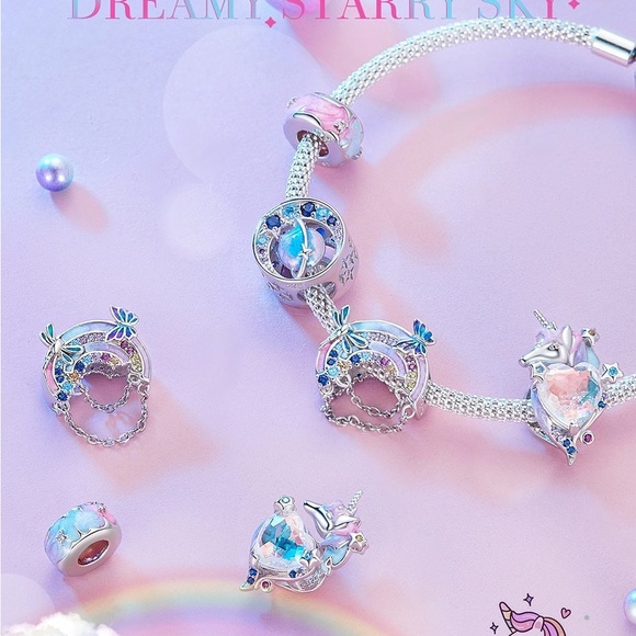 NEW 925 Sterling Silver Celestial Stars and Planet Charm & Silver Bracelet - Picture 4 of 4